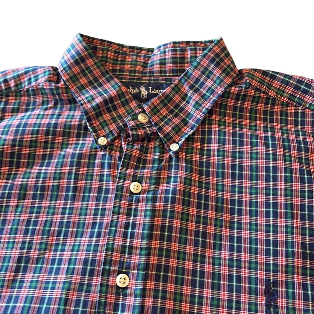 Ralph Lauren Mens XL Blake Fit Plaid Short Sleeve Shirt
